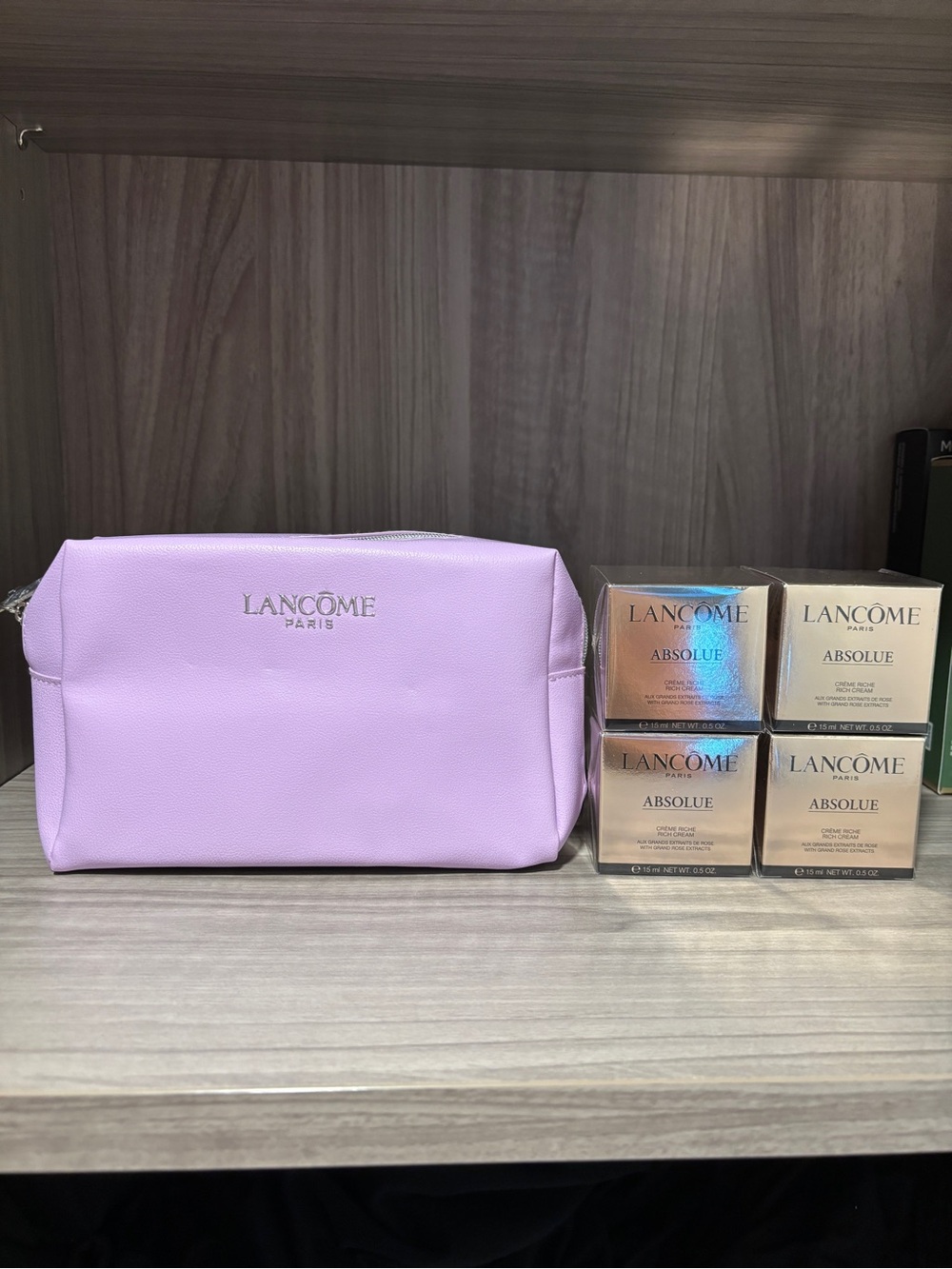 Lancôme Absolue Rich Cream 15ml*4=60ml with a lilac cosmetic pouch